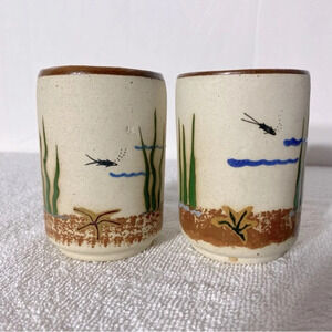 Vintage Mexico Handmade Ceramic  Stoneware Mugs x2